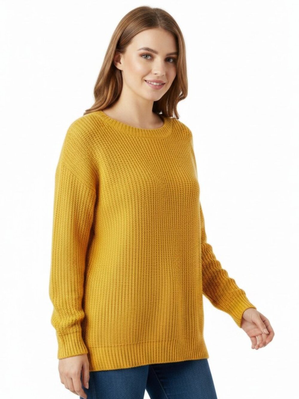 Zoey Womens S Mustard Yellow Ribbed Knit Sweater Lace Up Braided Back Crochet